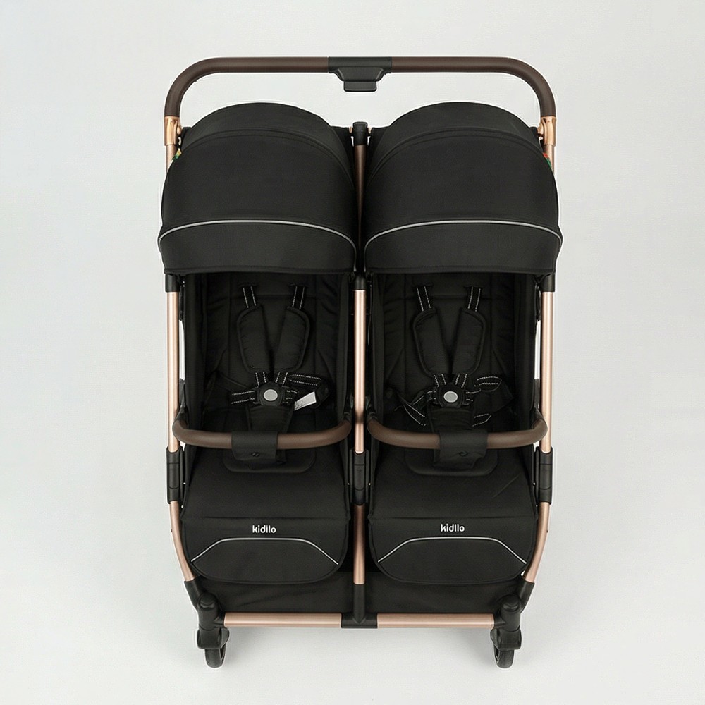 Kidilo Twin Stroller with rubber tyres and foldable Kidilo Twin Stroller with rubber tyres and foldable