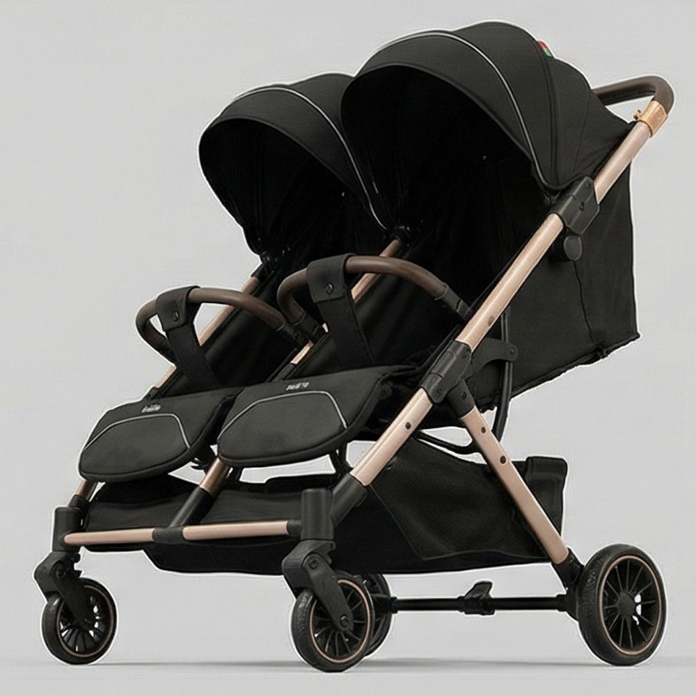 Kidilo Twin Stroller with rubber tyres and foldable Kidilo Twin Stroller with rubber tyres and foldable