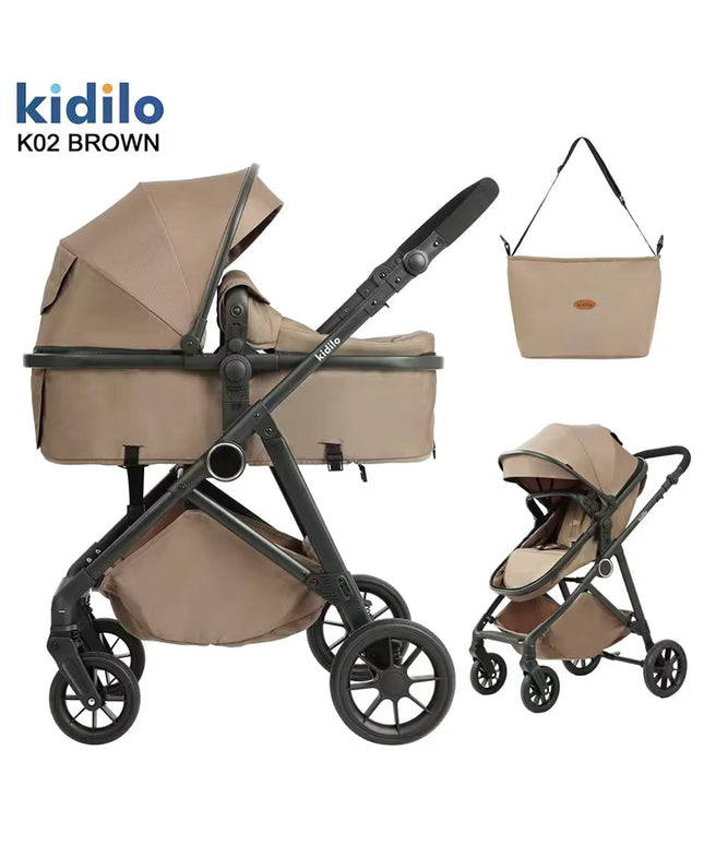 Kidilo 2 in 1 baby stroller High view Travel Pram, Lightweight, Convertible Reversible Seat, Shock-Absorbing Wheels, Adjustable Canopy,Compact & Portable, for Newborns & Toddlers Kidilo 2 in 1 baby stroller High view Travel Pram, Lightweight, Convertible Reversible Seat, Shock-Absorbing Wheels, Adjustable Canopy,Compact & Portable, for Newborns & Toddlers