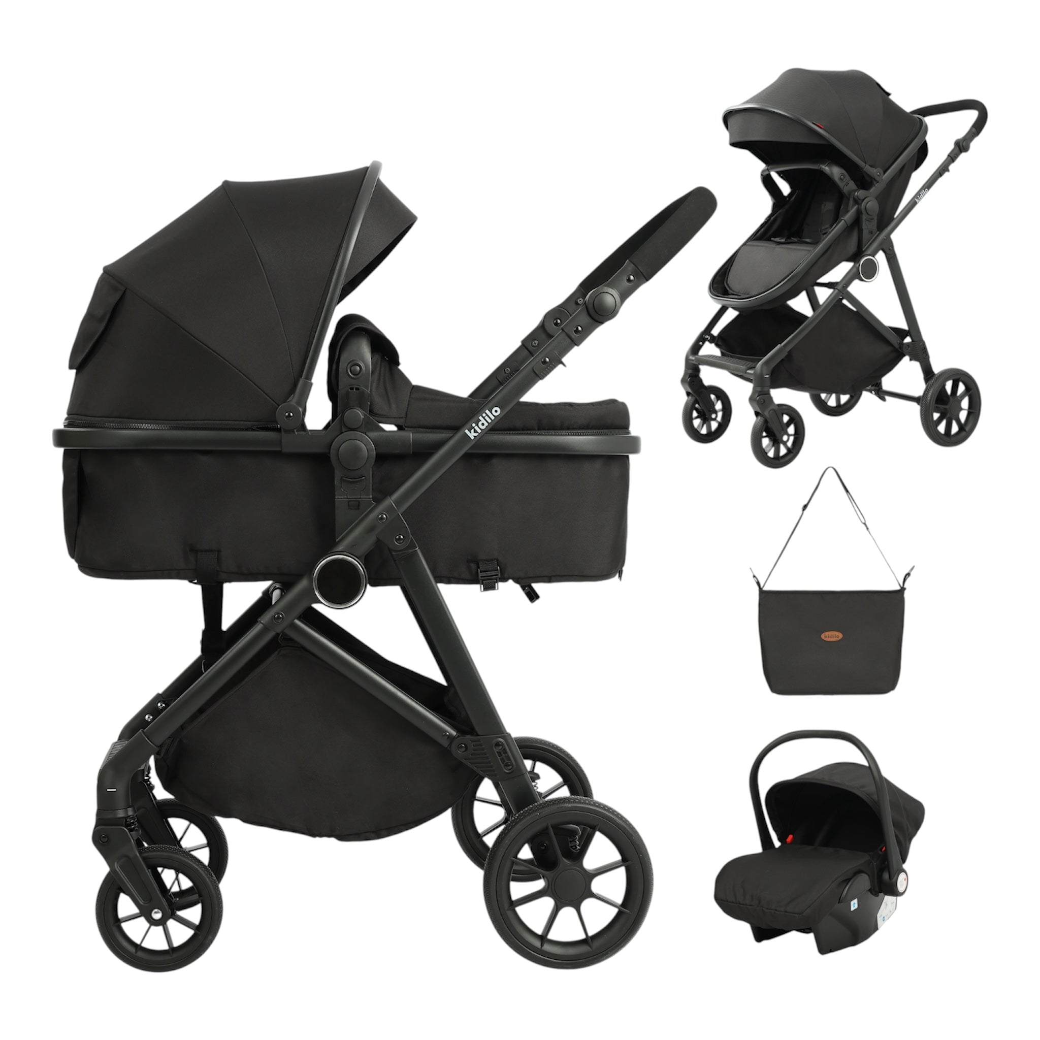 Kidilo 3-in-1 baby stroller set , car seat and newborn baby sleeping basket, portable (0-25 kgs) Kidilo 3-in-1 baby stroller set , car seat and newborn baby sleeping basket, portable (0-25 kgs)
