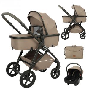 Kidilo 3-in-1 baby stroller set , car seat and newborn baby sleeping basket, portable (0-25 kgs)