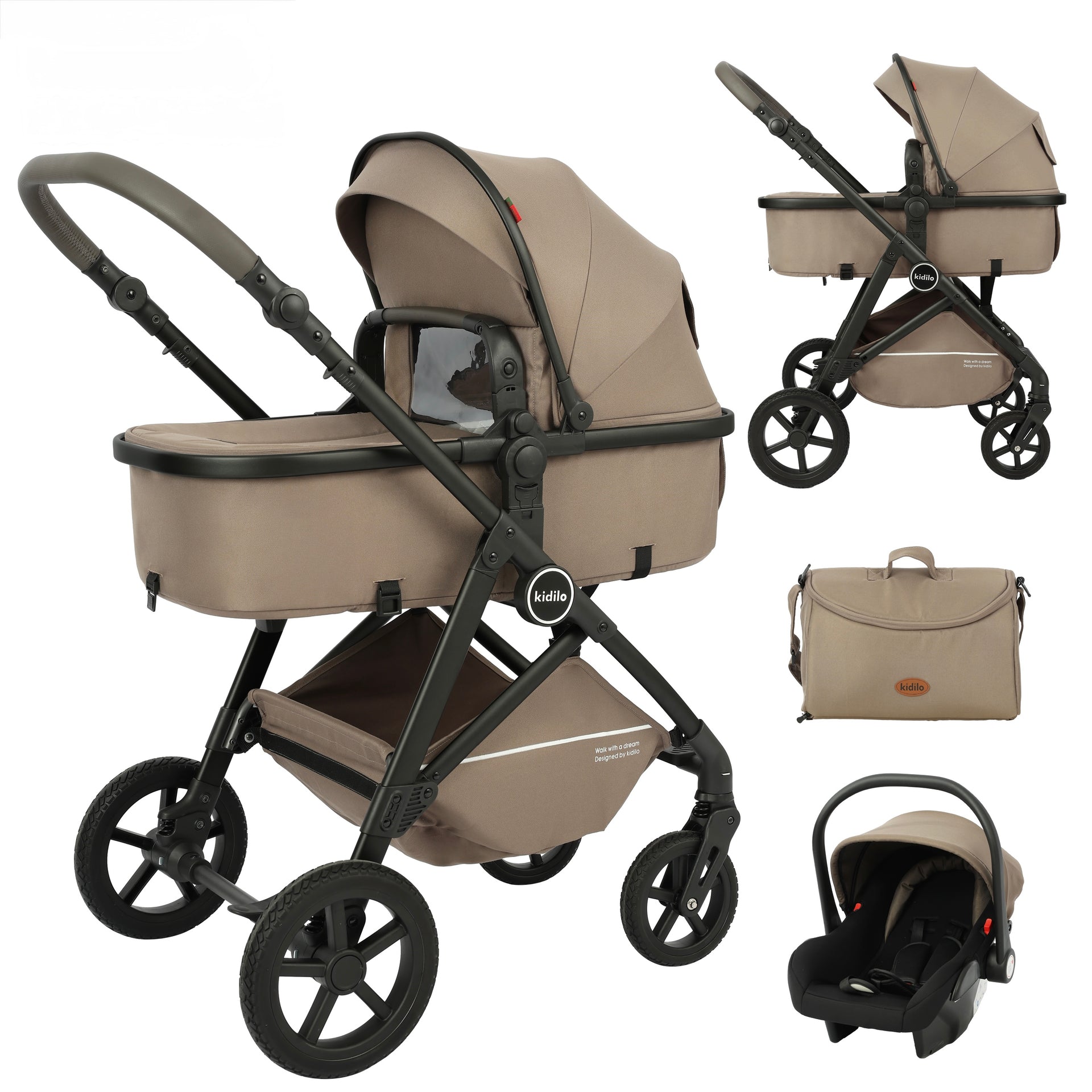 Kidilo 3-in-1 baby stroller set , car seat and newborn baby sleeping basket, portable (0-25 kgs) Kidilo 3-in-1 baby stroller set , car seat and newborn baby sleeping basket, portable (0-25 kgs)
