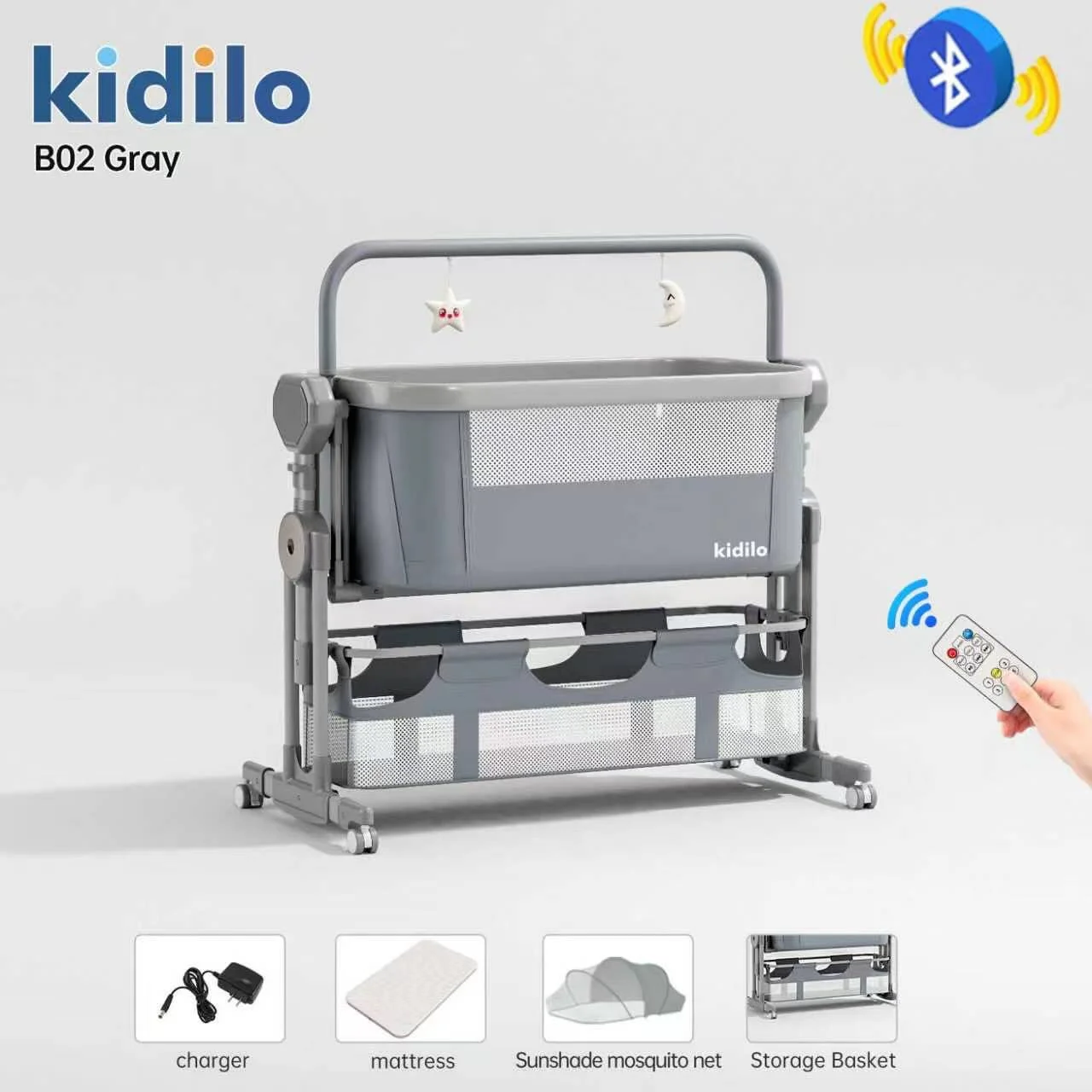 Kidilo 4 in 1 electric bedside Cosleeper/Swing Baby Cradle Bed With A Mosquito Net and overhead toys, remote control and music lullabies Kidilo 4 in 1 electric bedside Cosleeper/Swing Baby Cradle Bed With A Mosquito Net and overhead toys, remote control and music lullabies