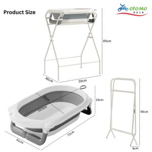 Baby bath station with foldable baby basin+ bath support cushion