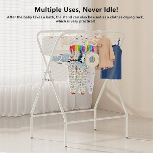 Baby bath station with foldable baby basin+ bath support cushion