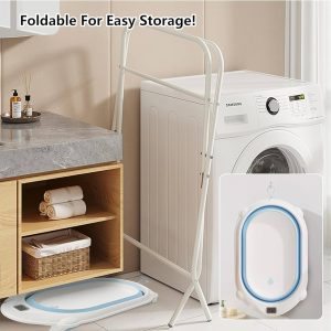 Baby bath station with foldable baby basin+ bath support cushion