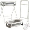 Baby bath stand with a foldable baby basin+ bath support cushion