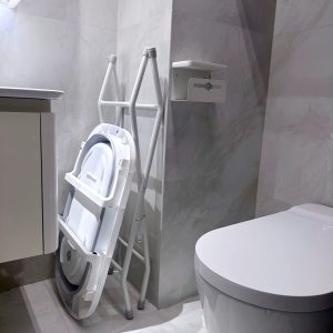 Baby bath stand with a foldable baby basin+ bath support cushion