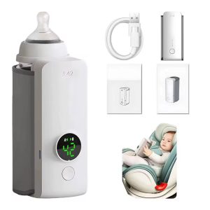 Rechargeable Baby Bottle Warmer Portable, 6 Temperature Setting Warmer with LED Display, Temperature Adjustable, Portable Bottle Warmer for Travel