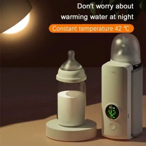 Rechargeable Baby Bottle Warmer Portable, 6 Temperature Setting Warmer with LED Display, Temperature Adjustable, Portable Bottle Warmer for Travel