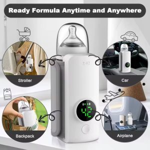 Rechargeable Baby Bottle Warmer Portable, 6 Temperature Setting Warmer with LED Display, Temperature Adjustable, Portable Bottle Warmer for Travel