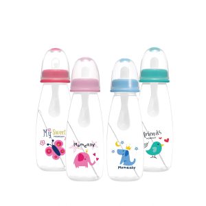 MomEasy 4 in 1 baby Squeeze Feeding Bottle With Spoon- 240 Ml