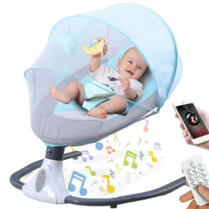Musical Electric Baby Swing/Rocker/bouncer with Mosquito Net Blue Age- Newborn & Above