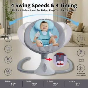 Musical Electric Baby Swing/Rocker/bouncer with Mosquito Net Blue Age- Newborn & Above