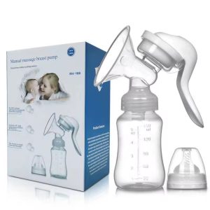 Manual breast pump with strong suction and feeding cap