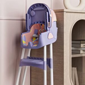 Foldable 2 in 1 Baby Feeding Chair with removable toy bar- pink