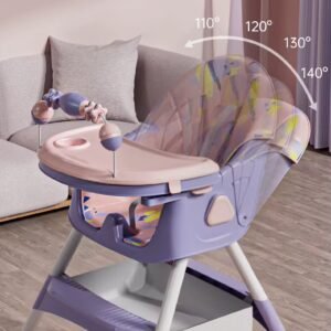 Foldable 2 in 1 Baby Dining Highchair with removable toy bar