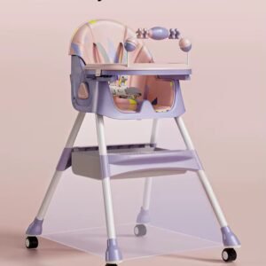 Foldable 2 in 1 Baby Dining Highchair with removable toy bar
