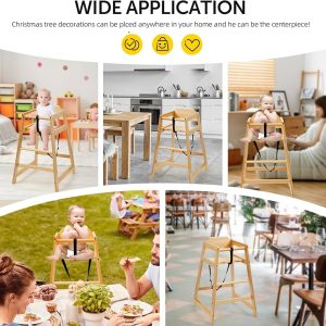 Wooden High Chairs for Babies and Toddlers, Restaurant-Style Stackable High Chair with Commercial Grade Solid Wood for Dining Table & Kitchen, Easy to Clean