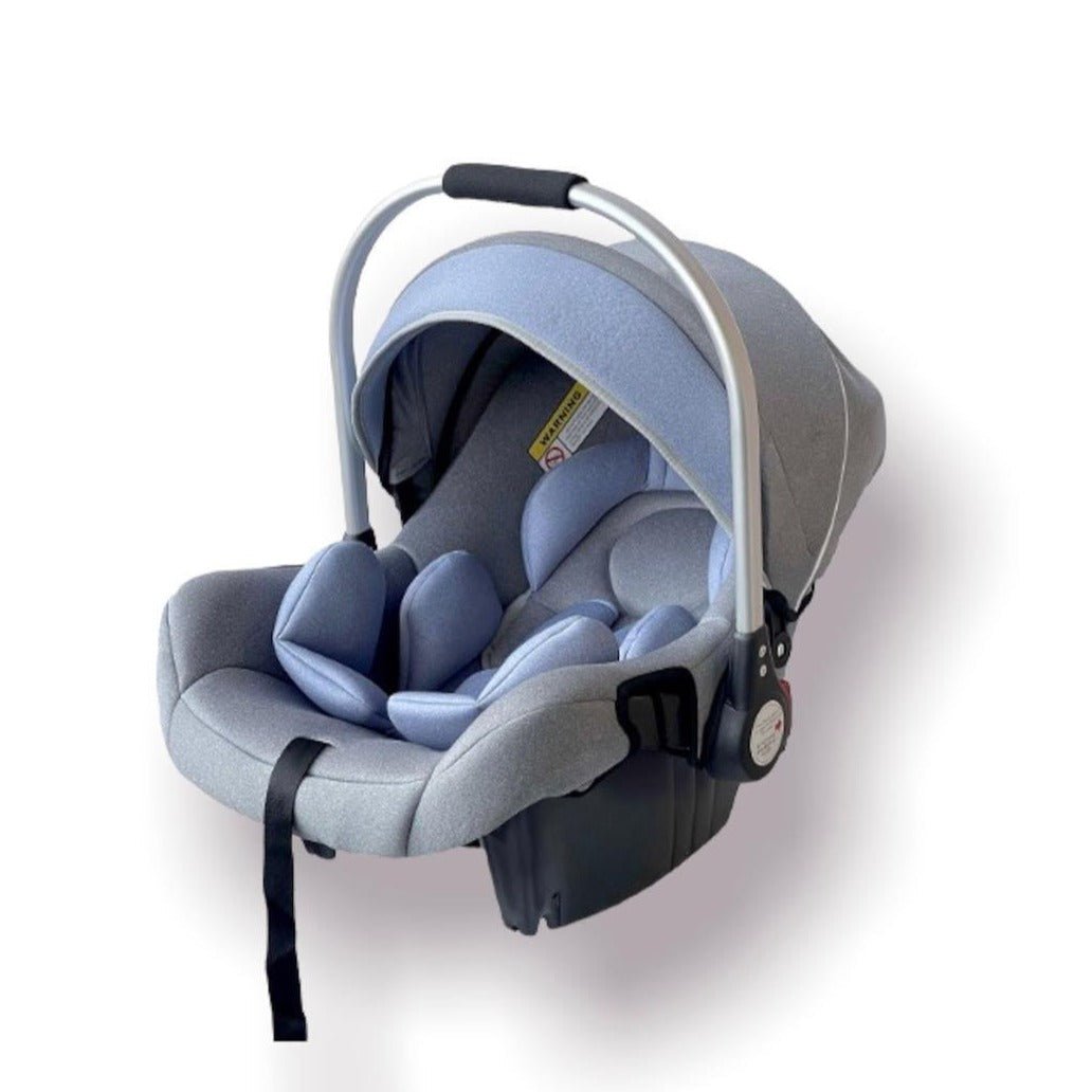 Infant Car Seat Carrier With Canopy & Safety Harness Gray infant car seat with handle