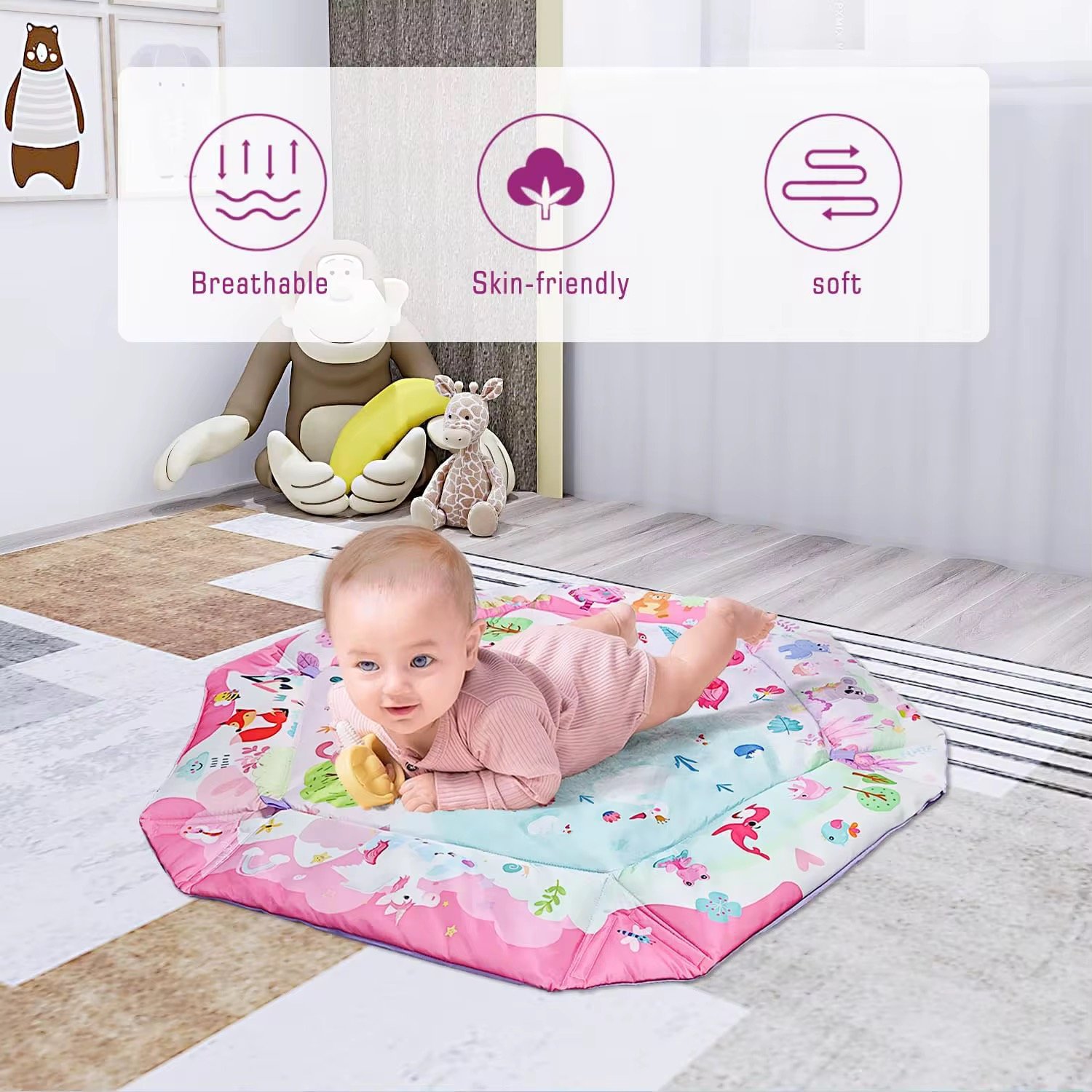 3 in 1 happy place baby playmat with hanging stuffed toys 3 in 1 happy place baby playmat with hanging stuffed toys