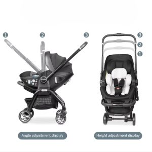 Kidilo 3-in-1 baby stroller, baby safety car seat, newborn baby sleeping basket, portable (0-18 kgs)