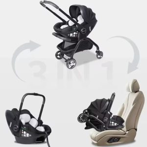 Kidilo 3-in-1 baby stroller, baby safety car seat, newborn baby sleeping basket, portable (0-18 kgs)