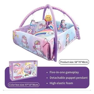 5 in 1 Educational activity Baby playmat gym and ball pit with hanging stuffed toys