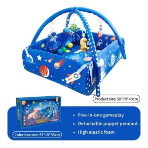 5 in 1 Educational activity Baby playmat gym and ball pit with hanging stuffed toys