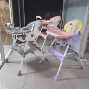 Foldable 2 in 1 Baby Feeding Chair with removable toy bar- pink