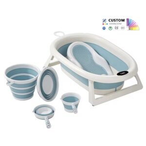 4 in 1 baby bath station/ foldable baby basin set with bath support and temperature sensor