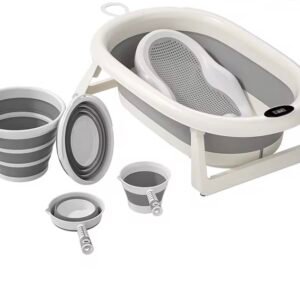4 in 1 baby bath station/ foldable baby basin set with bath support and temperature sensor