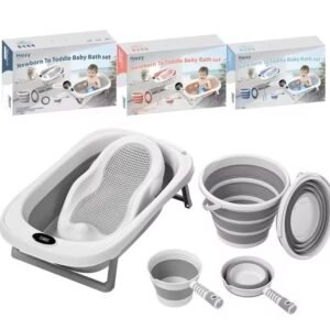 4 in 1 baby bath station/ foldable baby basin set with bath support and temperature sensor