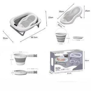 4 in 1 baby bath station/ foldable baby basin set with bath support and temperature sensor