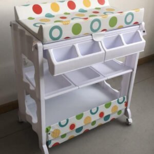 Baby Bath tub station with changing table and movable with lockable wheels