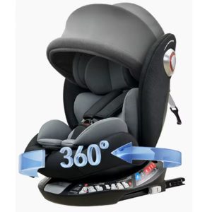 Premium Kidilo Car Seat Isofix Baby Car Seat with 360 degree rotation, sun shade and top teether (0-12 Years)