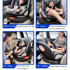 Premium Kidilo Car Seat Isofix Baby Car Seat with 360 degree rotation, sun shade and top teether (0-12 Years)