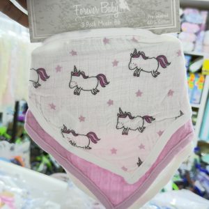 3-Pack Organic Cotton Muslin Baby Bibs – Soft Absorbent Drool & Feeding Bib Set