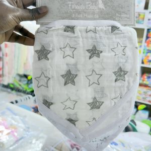 3-Pack Organic Cotton Muslin Baby Bibs – Soft Absorbent Drool & Feeding Bib Set
