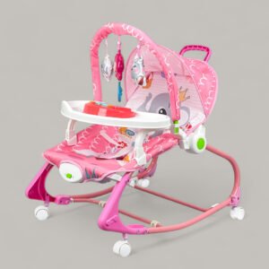 4 In 1 Multifunctional Baby Rocker With Dining Tray, Wheels & Music 0m+