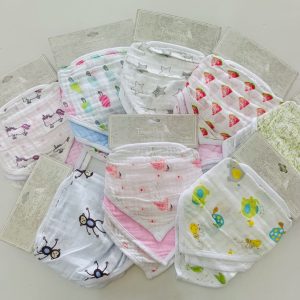 3-Pack Organic Cotton Muslin Baby Bibs – Soft Absorbent Drool & Feeding Bib Set
