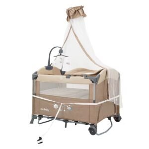 Foldable Baby Crib travel cot baby Cosleeper bed with rocking mode, mosquito net and musical toys