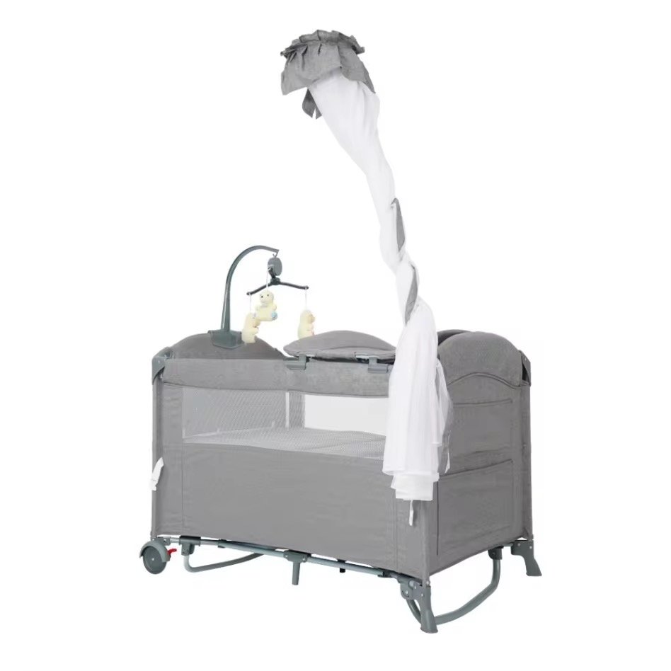 Foldable Baby Crib travel cot baby Cosleeper bed with rocking mode, mosquito net and musical toys Foldable Baby Crib travel cot baby Cosleeper bed with rocking mode, mosquito net and musical toys