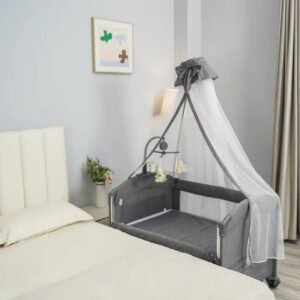 Foldable Baby Crib travel cot baby Cosleeper bed with rocking mode, mosquito net and musical toys