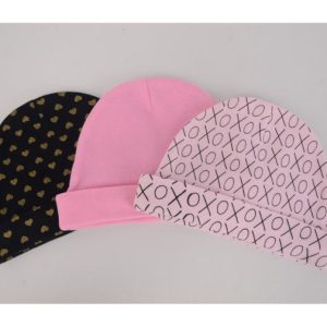 3 pcs cotton Baby Hat set , soft breathable cotton( 0-9 months)