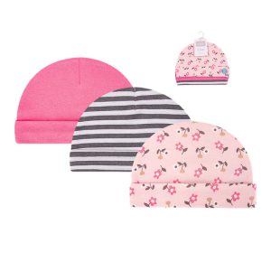 3 pcs cotton Baby Hat set , soft breathable cotton( 0-9 months)