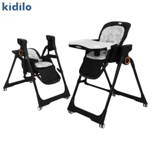 Kidilo KD018 Electric Baby High Chair & Rocking Swing | Bluetooth Music, Remote Control & Control Panel | Detachable Feeding Tray | Adjustable Recline | 5-Point Harness | Foldable Design | Lockable Wheels