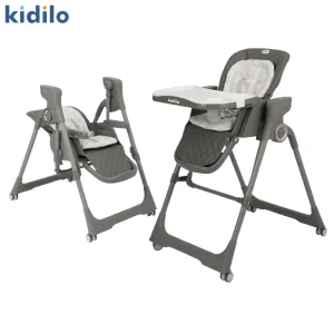 Kidilo KD018 Electric Baby High Chair & Rocking Swing | Bluetooth Music, Remote Control & Control Panel | Detachable Feeding Tray | Adjustable Recline | 5-Point Harness | Foldable Design | Lockable Wheels