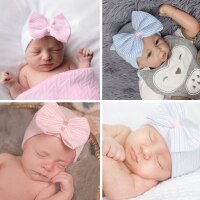 Newborn Baby Hat With Big Bow Soft Baby Beanie Infant Cap for Girls Boys Baby Bonnet 2.jpg 200x200 2