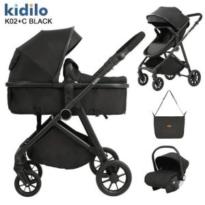 3 in 1 kidilo stroller set value pack with baby car seat and diaper bag (0-25 kgs)